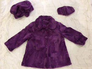 Girls Minky Coat: Hide in Pansy Outerwear Set (Includes Coat, Hat, and Fashion Mask)