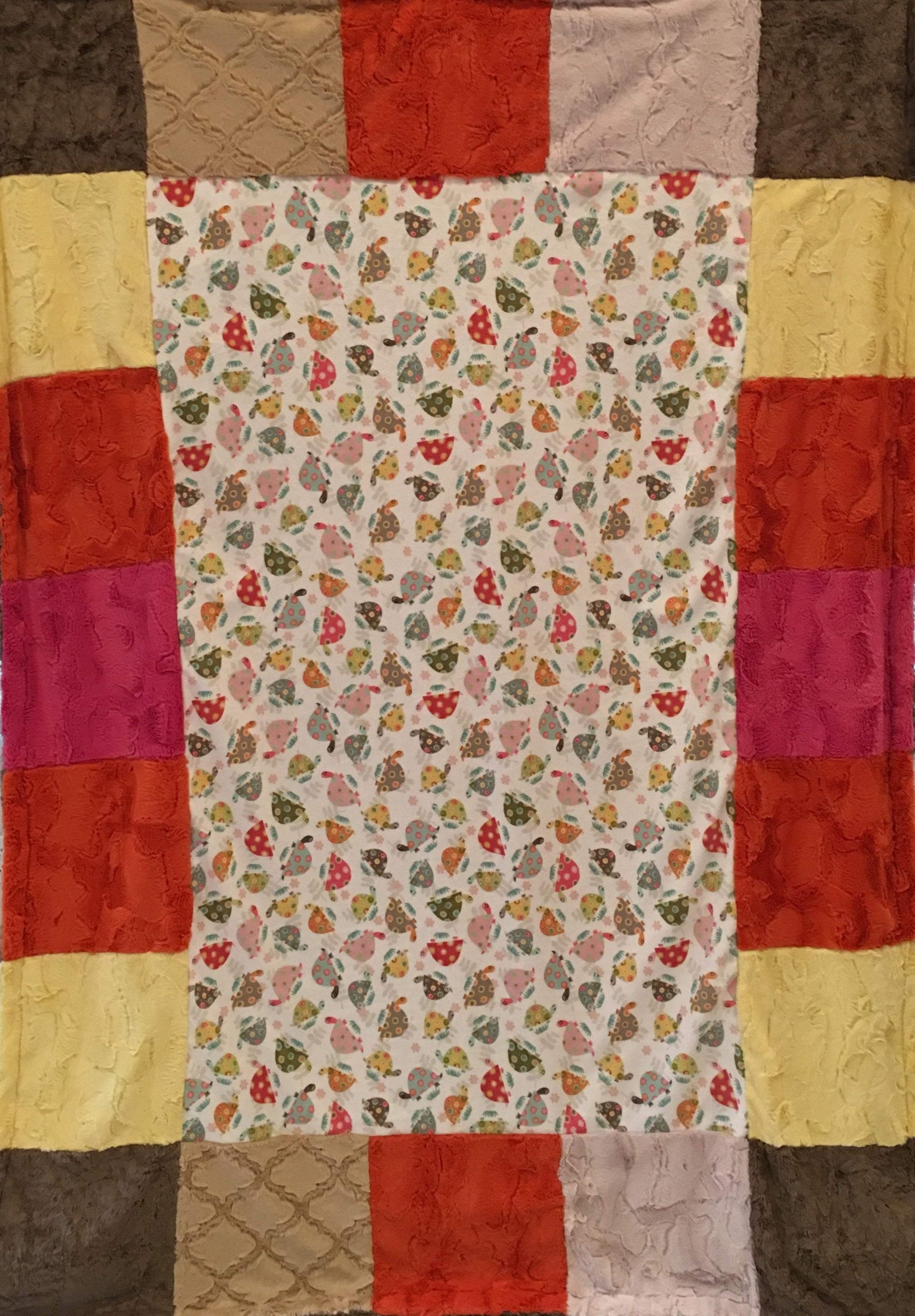 Happy Turtles and Hide Signature Throw on Luxe Cuddle Marble Cocoa