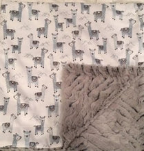 Load image into Gallery viewer, Baby Blanket with Michael Miller Alpaclettes in Stone on Frosted Zebra in Gray