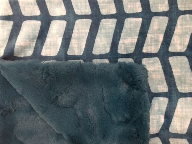 Pet Bed Cover: Mud cloth Sade Teal on Luxe Cuddle Hide in Mallard