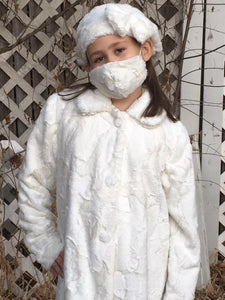 Girls Minky Coat: Hide in Natural Outerwear Set (Includes Coat, Hat, and Fashion Mask)