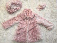 Load image into Gallery viewer, Girls Minky Coat: Fawn in Rosewater Outerwear Set (Includes Coat, Hat, and Fashion Mask)