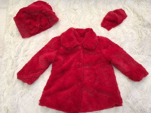 Girls Minky Coat: Stella in Red Outerwear Set (Includes Coat, Hat, and Fashion Mask)