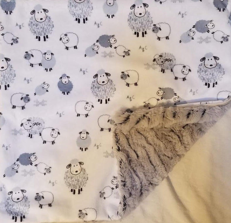 Alpha Sheep on Frosted Zebra Gray (Small Size Shown)