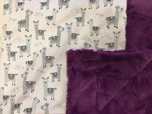 Load image into Gallery viewer, Blanket: Bordered and Backed in Luxe Cuddle Hide in Pansy on Alpaclettes in Stone