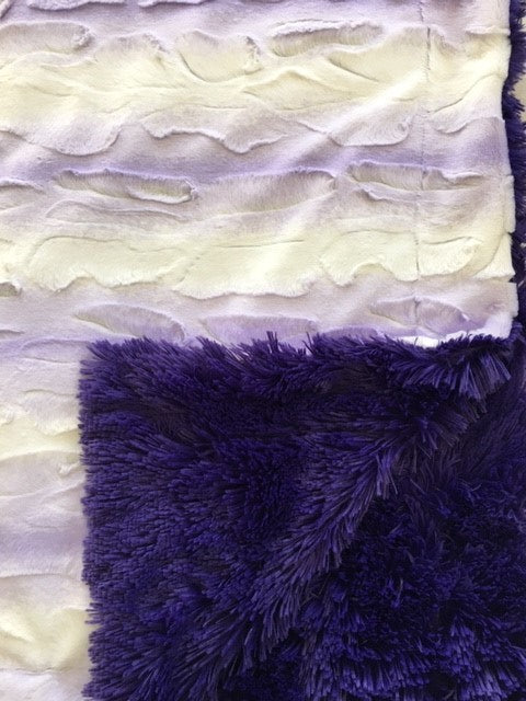 Luxe Cuddle Angora Lavender White on Luxe Cuddle Shaggy Viola