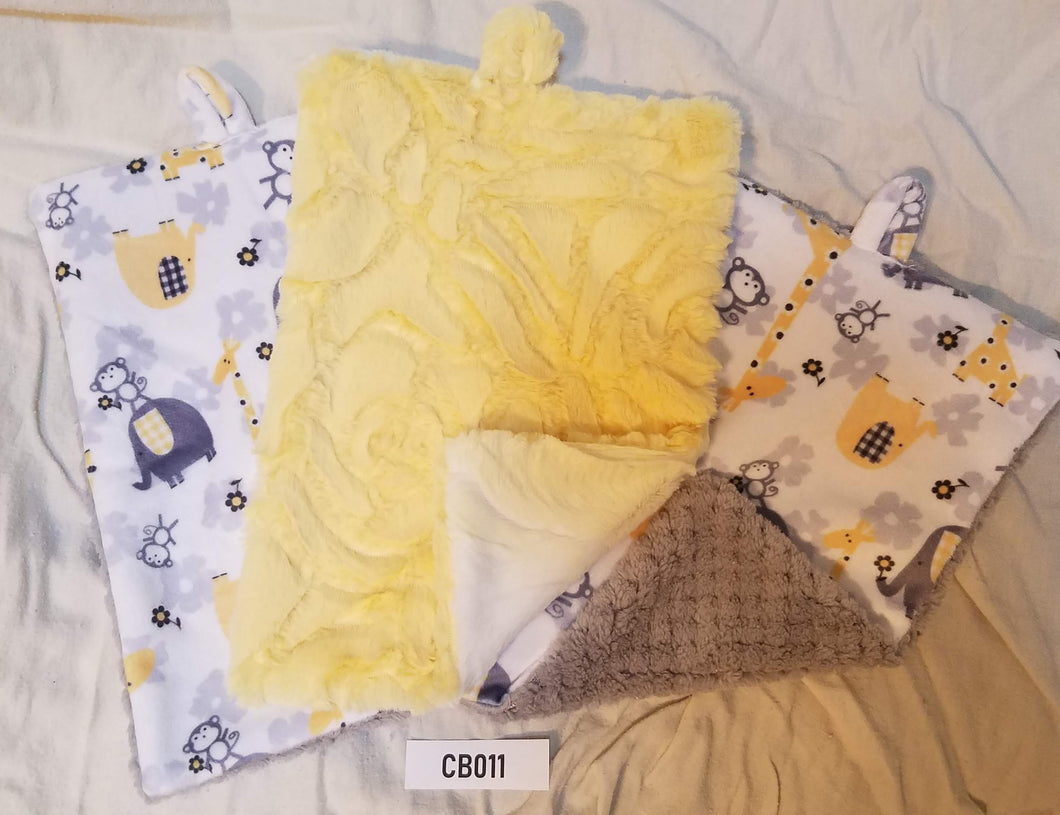 Blankies with Loops- Jungle Dreams Yellow with Silver and Banana