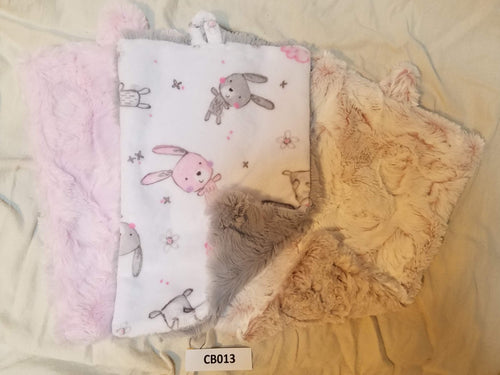 Blankies with Loops- Bunny Hop Cuddle Blush with Pink
