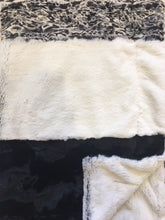Load image into Gallery viewer, Luxe Cuddle Caviar Hide, Black Frost and Spot Leopard Snuggle Black Strip on Luxe Cuddle Black Frost
