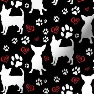 Spoonflower Chihuahuas Hearts and Paws