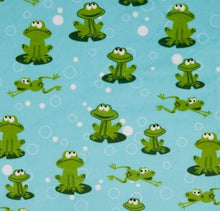 Load image into Gallery viewer, Blanket: Spoonflower Froggy in Kiwi on Luxe Cuddle Hide Evergreen