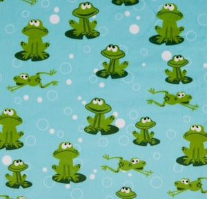 Blanket: Spoonflower Froggy in Kiwi on Luxe Cuddle Hide Evergreen