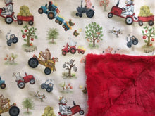 Load image into Gallery viewer, Funny Farm Digital Cuddle in Beige on Stella in Red
