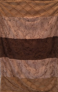 Luxe Cuddle Lattice in Sand, Heather Quartz, and Marble Cocoa Strip on Luxe Cuddle Frost Chocolate
