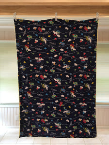Blanket: Sail Away in Navy on Luxe Cuddle Banana Hide