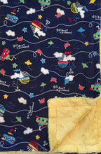 Load image into Gallery viewer, Blanket: Sail Away in Navy on Luxe Cuddle Banana Hide