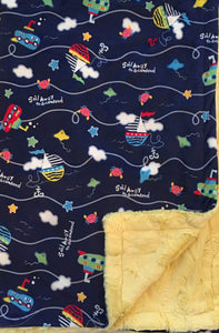 Blanket: Sail Away in Navy on Luxe Cuddle Banana Hide