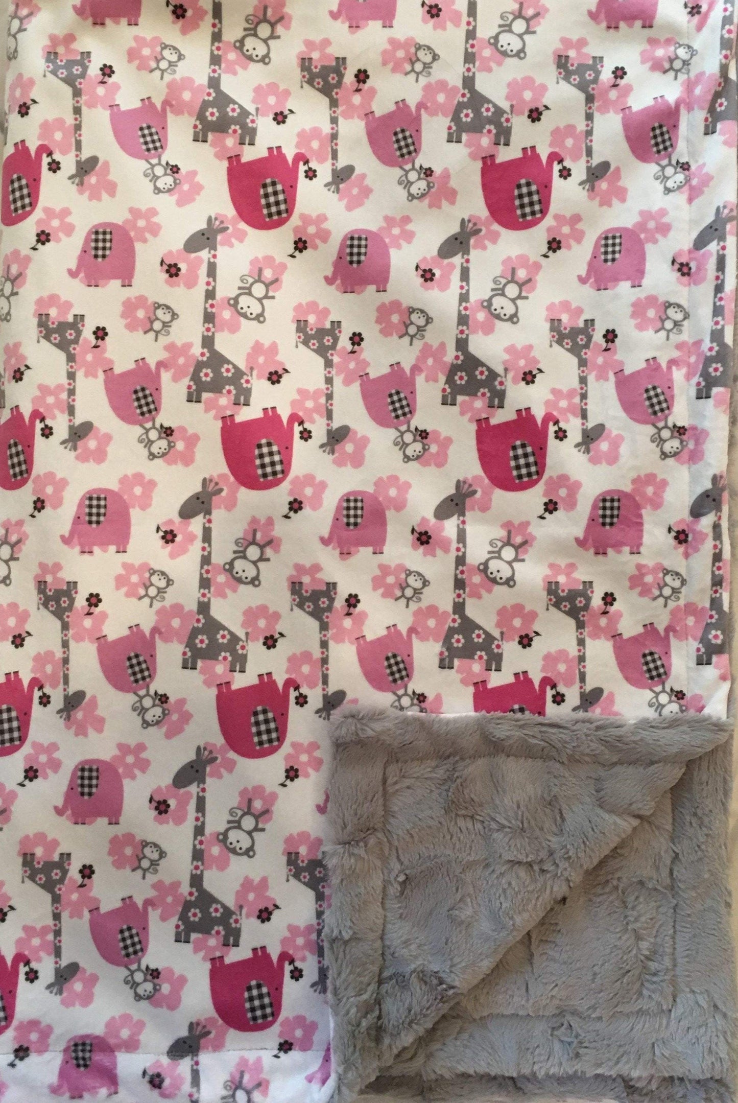Jungle Dreams in Fuschia on Luxe Cuddle Silver Hide