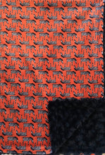 Load image into Gallery viewer, Orange Zig Zag Zebra on Luxe Cuddle Rose Navy