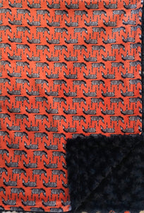 Orange Zig Zag Zebra on Luxe Cuddle Rose Navy