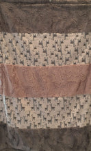 Load image into Gallery viewer, Strip Style Blanket: Alpacas in Stone Strip on Luxe Cuddle Silver Hide