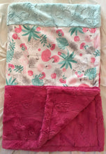Load image into Gallery viewer, Cuddle Flamingo Strip on Luxe Cuddle Carnation Hide