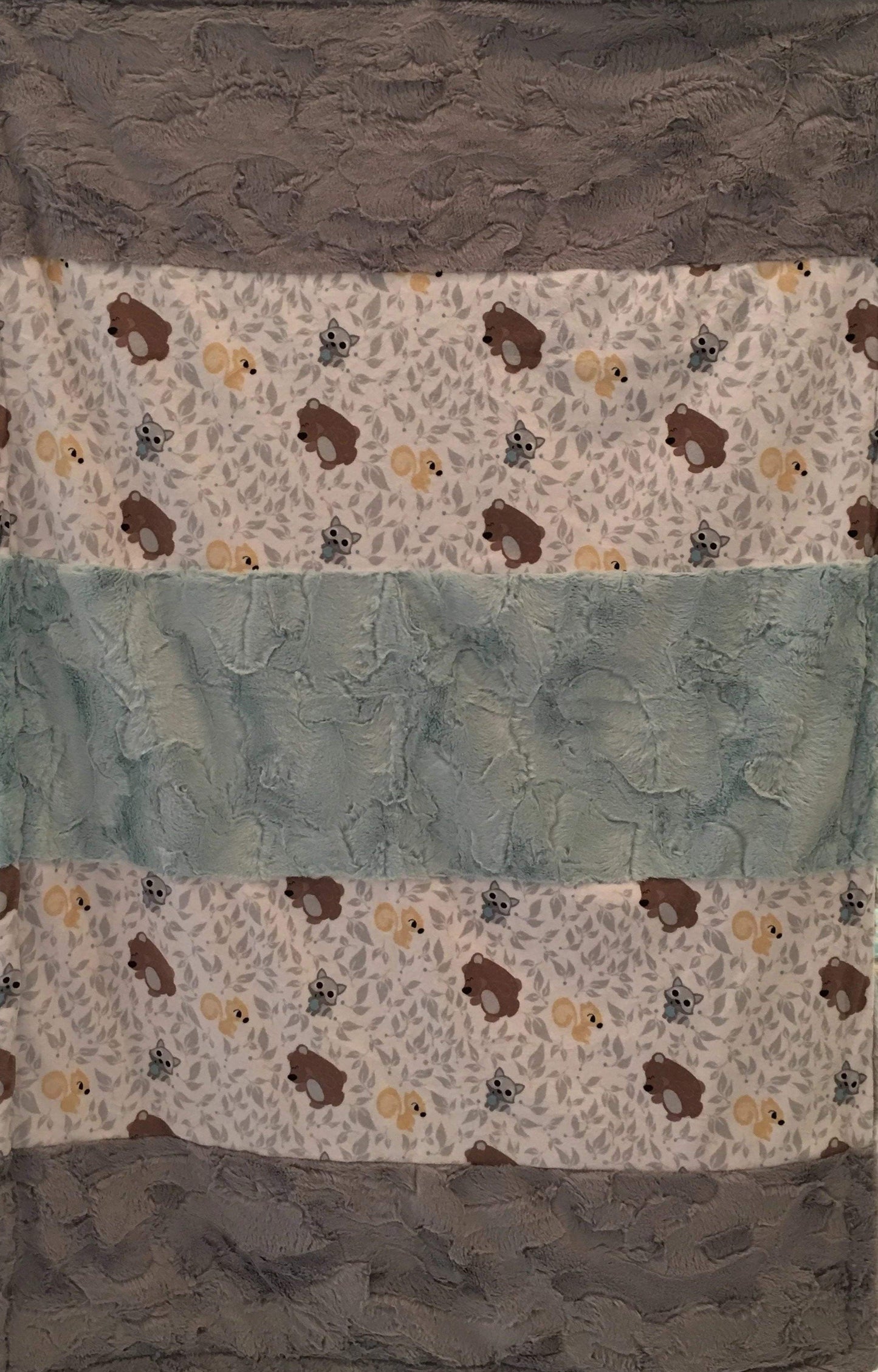 Friendly Forest and Sea Glass Hide Strip on Luxe Cuddle Silver Hide