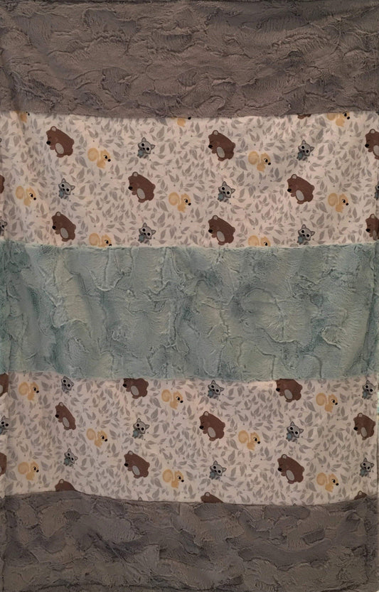 Friendly Forest and Sea Glass Hide Strip on Luxe Cuddle Silver Hide
