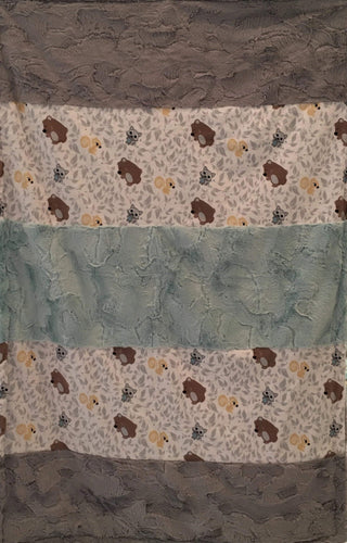 Friendly Forest and Sea Glass Hide Strip on Luxe Cuddle Silver Hide