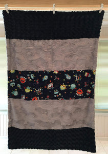 You Scared Me in Navy with Silver Hide and Navy Rosette Strip on Silver Hide
