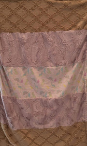 Dinostars, Luxe Cuddle Lattice In Sand, and Rosewater Hide Strip on Luxe Cuddle Heather Quartz Hide