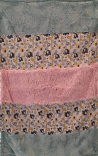 Load image into Gallery viewer, Jungle Dreams in Yellow, Sea Glass Hide and Baby Pink Shag Strip on Luxe Cuddle Lattice in Silver
