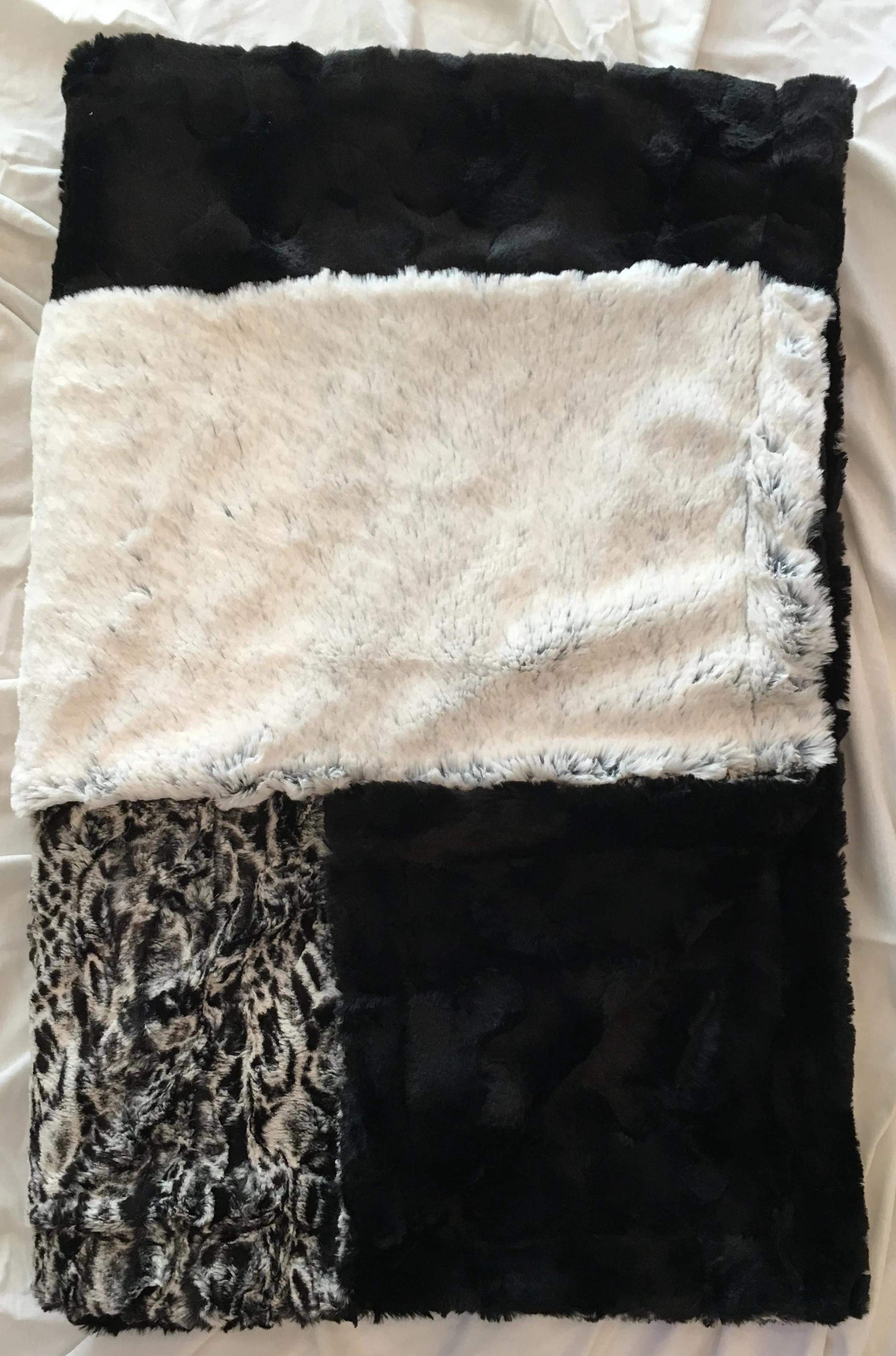 Spot Leopard Snuggle Black Strip on Luxe Cuddle Caviar Hide