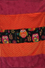 Load image into Gallery viewer, Heavenly Plush Fleece Owl Strip with Embossed Chevron Orange on Luxe Cuddle Carnation Hide