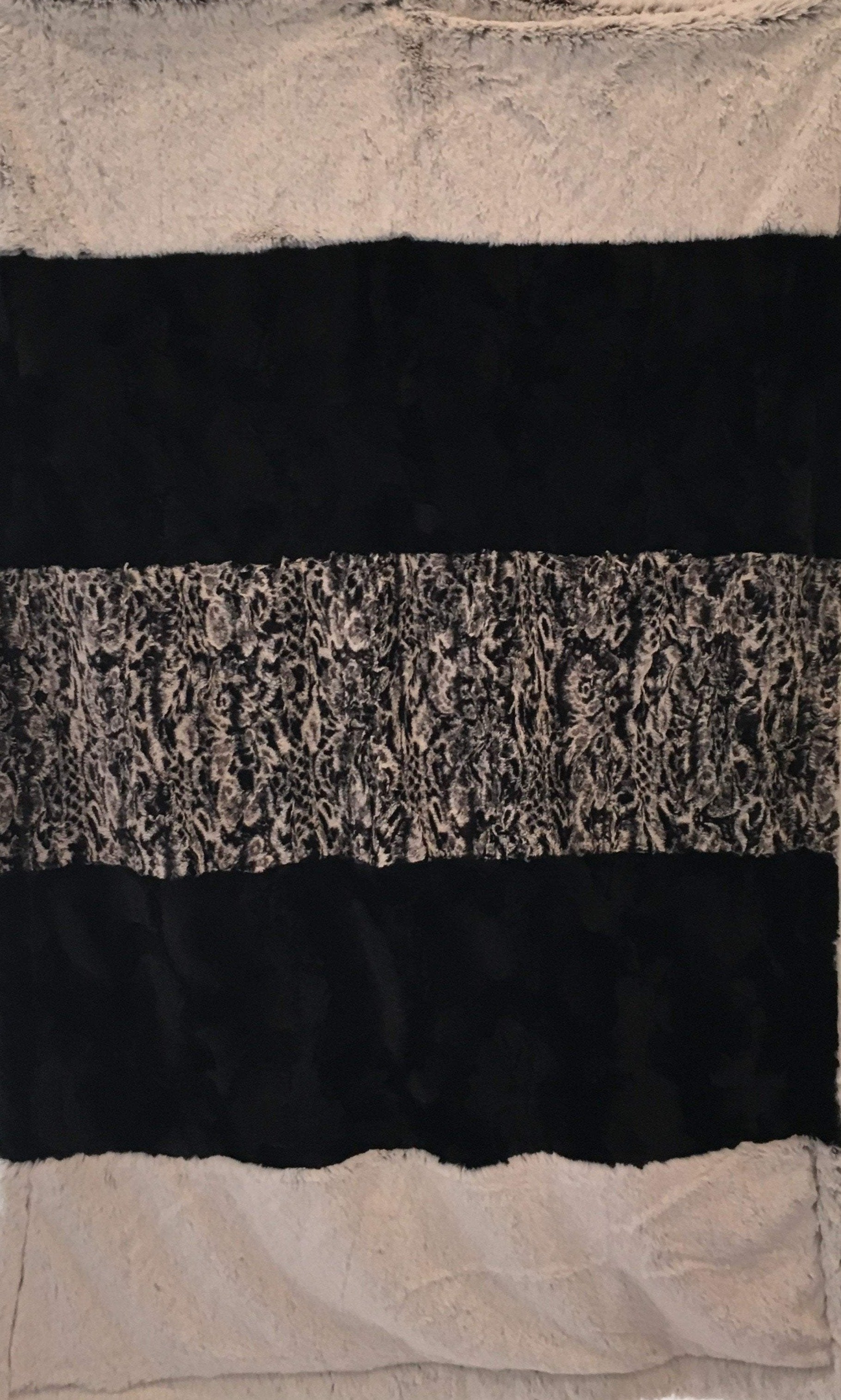 Spot Leopard Snuggle Black Strip on Luxe Cuddle Black Frost