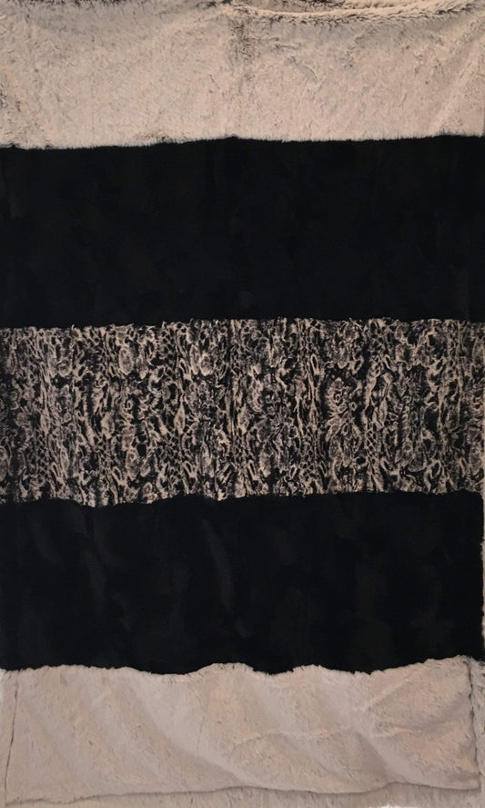 Spot Leopard Snuggle Black Strip on Luxe Cuddle Black Frost