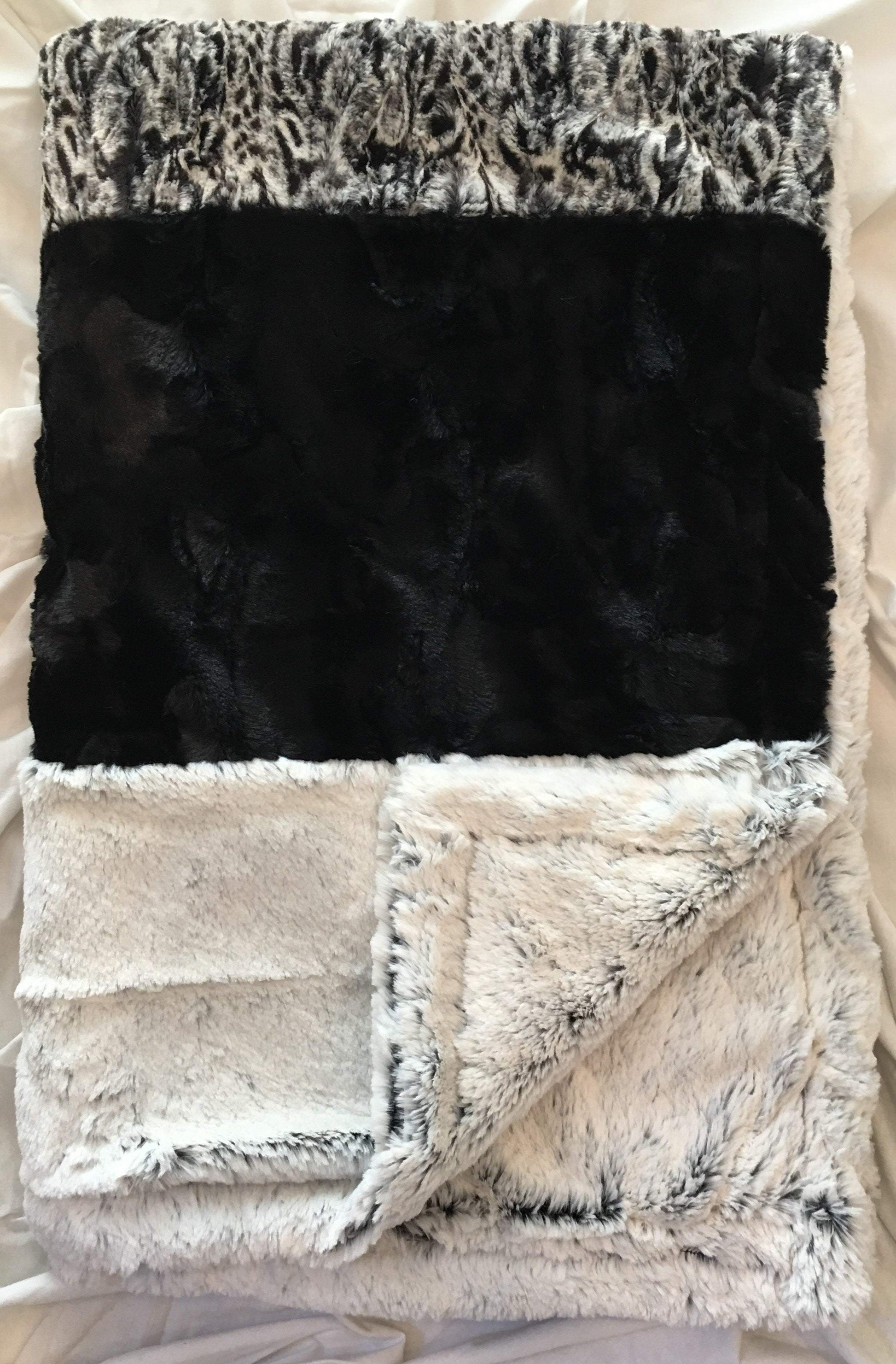 Spot Leopard Snuggle Black Strip on Luxe Cuddle Black Frost