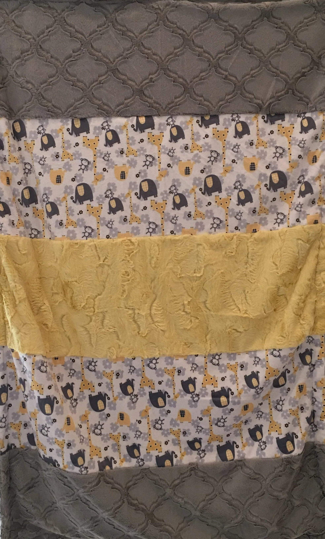 Jungle Dreams in Yellow Strip on Luxe Cuddle Lattice in Silver