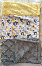 Load image into Gallery viewer, Jungle Dreams in Yellow Strip on Luxe Cuddle Lattice in Silver