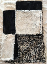 Load image into Gallery viewer, Luxe Cuddle Black Frost and Caviar Hide Patchwork on Spot Leopard Snuggle Black