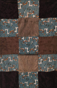 Patchwork Style Blanket: Machu Picchu Out N About Patchwork on Luxe Cuddle Marble Chocolate