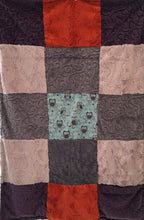 Load image into Gallery viewer, Happy Hooters in Aqua and Luxe Cuddle Embossed Vine and Hide Patchwork on Luxe Cuddle Embossed Vine in Plata