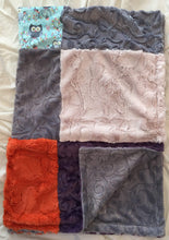 Load image into Gallery viewer, Happy Hooter in Aqua and Luxe Cuddle Embossed Vine and Hide Patchwork on Luxe Cuddle Embossed Vine in Plata