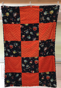 You Scared Me in Navy Patchwork on Luxe Cuddle Rosettes in Navy
