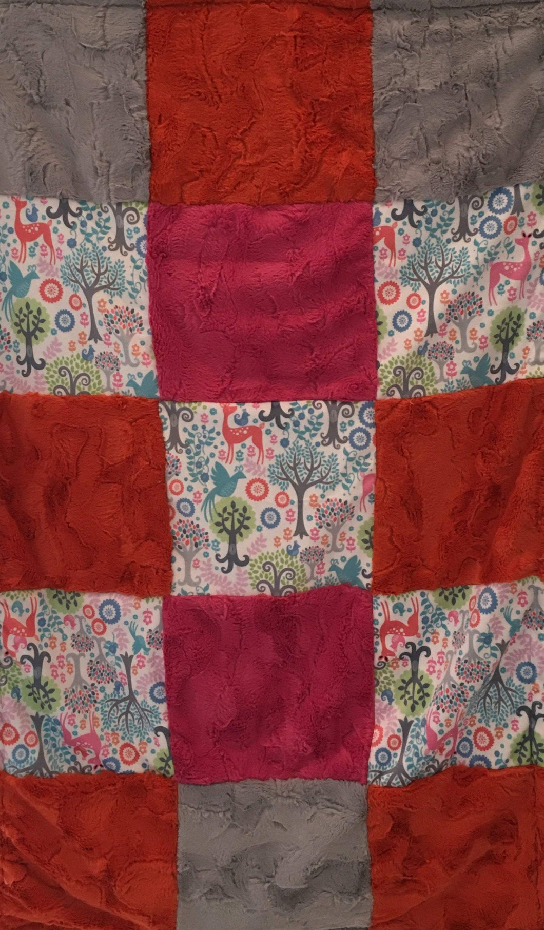 Fantasy Woods Patchwork on Luxe Cuddle Sea Glass Hide