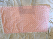 Load image into Gallery viewer, Shaggy White Pillowcase with Shaggy Pink Heart and Ice Pink Rosette Back