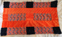 Load image into Gallery viewer, Pillowcase: Orange Zig Zag Zebra with Navy Rosettes and Embossed Orange Chevron