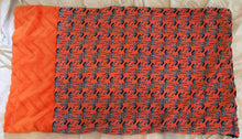 Load image into Gallery viewer, Pillowcase: Orange Zig Zag Zebra with Navy Rosettes and Embossed Orange Chevron