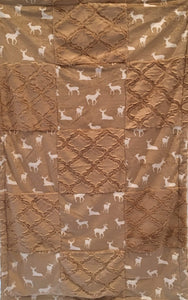 Patchwork Style Blanket: Luxe Cuddle Deer to Me in Sand Patchwork on Luxe Cuddle Lattice Sand
