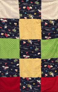 Sail Away in Navy Patchwork on Luxe Cuddle Ziggy in Snow